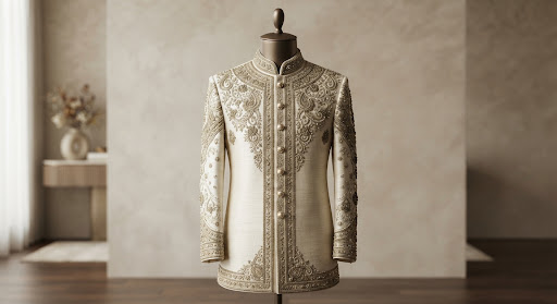Zardozi Silk Sherwani available through Smart